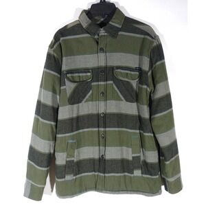 Amplify Quilted Flannel Shirt Jacket Men Small Striped Chest Pockets